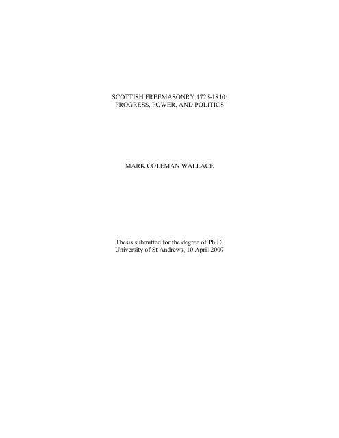 Mark Coleman Wallace PhD Thesis - University of St Andrews