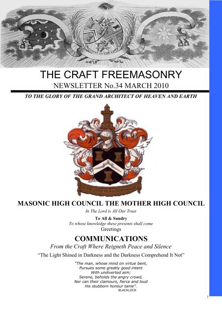 THE CRAFT FREEMASONRY - Masonic High Council the Mother ...