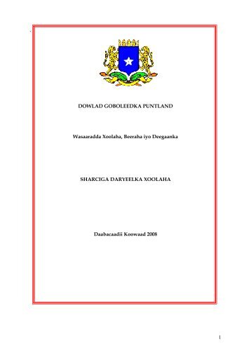 Puntland Animal Welfare Code (Somali Version)