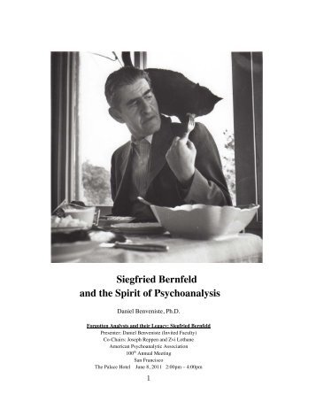 Siegfried Bernfeld and the Spirit of Psychoanalysis - International ...