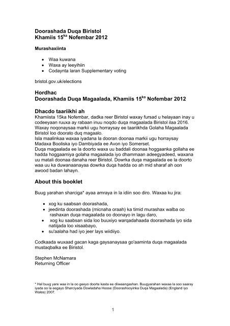 Bristol Mayoral Election booklet (Somali version) (pdf, 181
