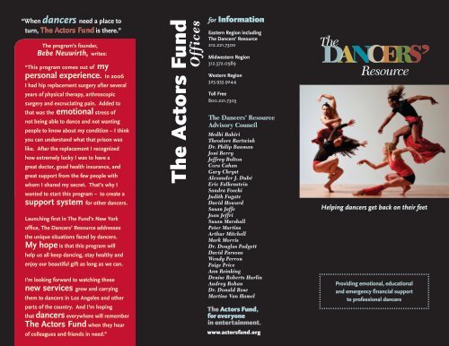 The Dancers' Resource - The Actors Fund