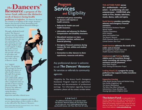 The Dancers' Resource - The Actors Fund