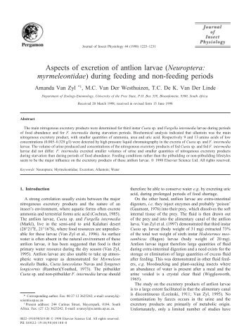 Aspects of excretion of antlion larvae (Neuroptera: myrmeleontidae ...