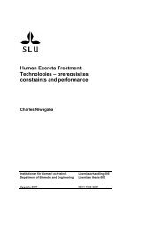 Human Excreta Treatment Technologies – prerequisites ... - SSWM