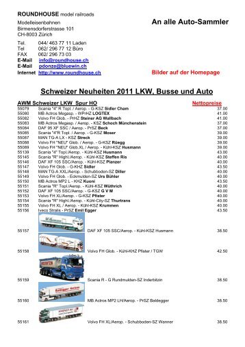 Schweizer Neuheiten 2011 LKW, Busse und Auto - bei Roundhouse ...