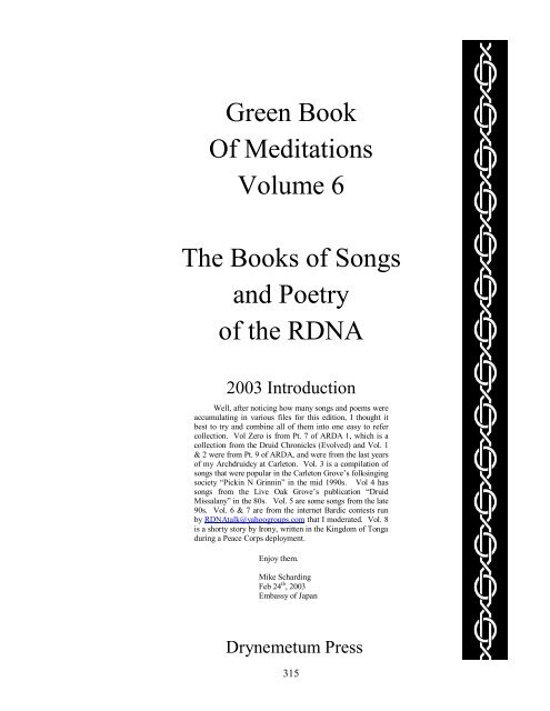 Green Book Of Meditations Volume 6 The Books of Songs - Student ...