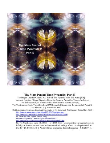 The Mars Pentad Time Pyramids: Part II - HMJ Home Page