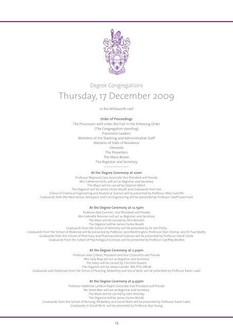 Degree Congregations 2009 - The University of Manchester