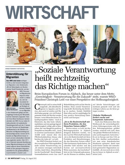 Die Wirtschaft Nr. 34 vom 26. August 2011