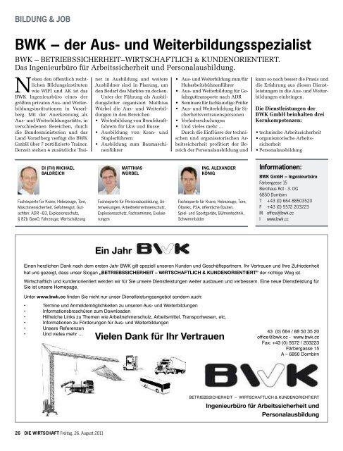 Die Wirtschaft Nr. 34 vom 26. August 2011