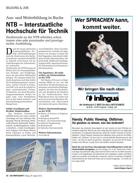 Die Wirtschaft Nr. 34 vom 26. August 2011