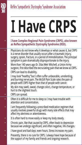 I Have CRPS - Reflex Sympathetic Dystrophy Association of America