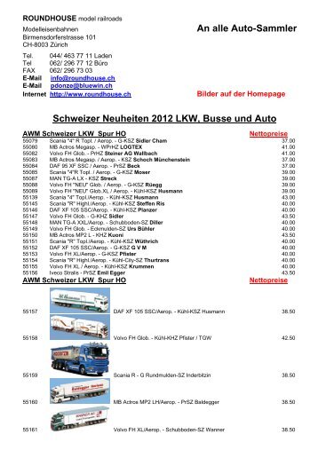 Schweizer Neuheiten 2012 LKW, Busse und Auto - bei Roundhouse ...