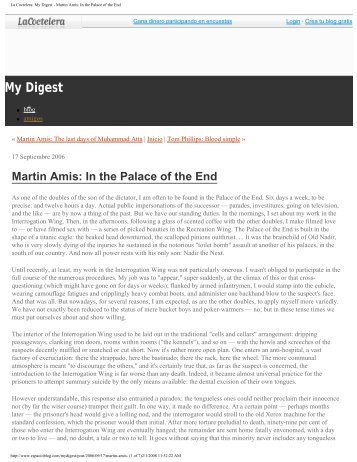 In the Palace of the End - Martin Amis Web