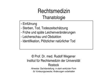 Rechtsmedizin Vorgeschichte - Institut für Rechtsmedizin ...