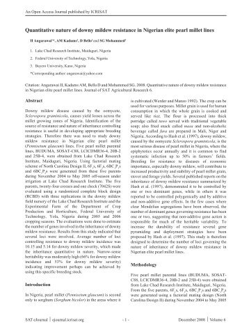 Quantitative nature of downy mildew resistance in Nigerian ... - Icrisat