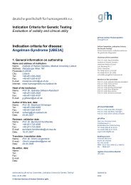 Indication Criteria for Genetic Testing - EuroGentest