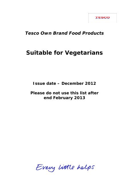 Suitable for Vegetarians - Tesco Real Food