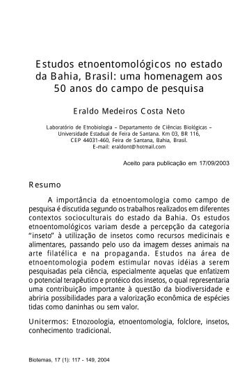 Estudos etnoentomológicos no estado da Bahia, Brasil ... - Biotemas