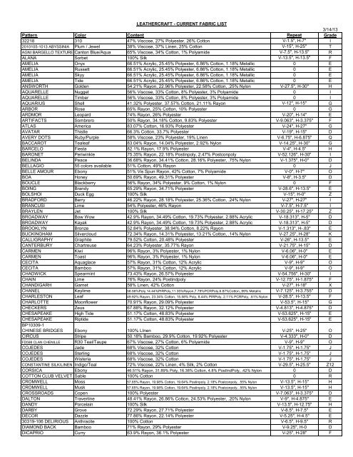 Fabric List - Leathercraft Furniture