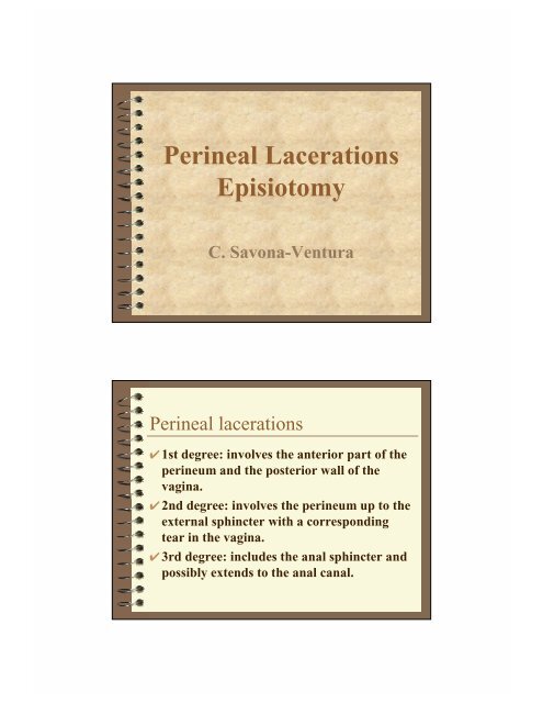 Perineal Lacerations Episiotomy