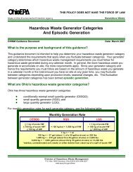 Hazardous Waste Generator Categories And Episodic ... - Ohio EPA