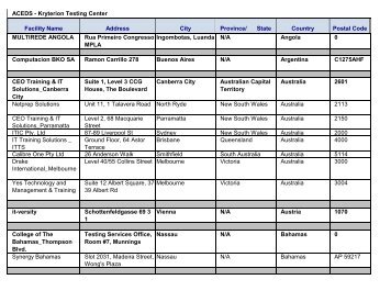 ACEDS - Kryterion Testing Center