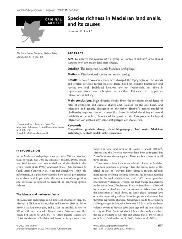 Species richness in Madeiran land snails, and its causes