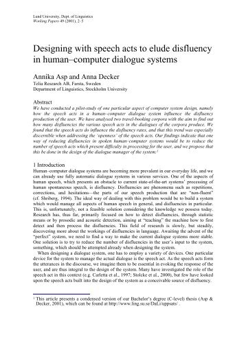 Designing with speech acts to elude disfluency in human–computer ...