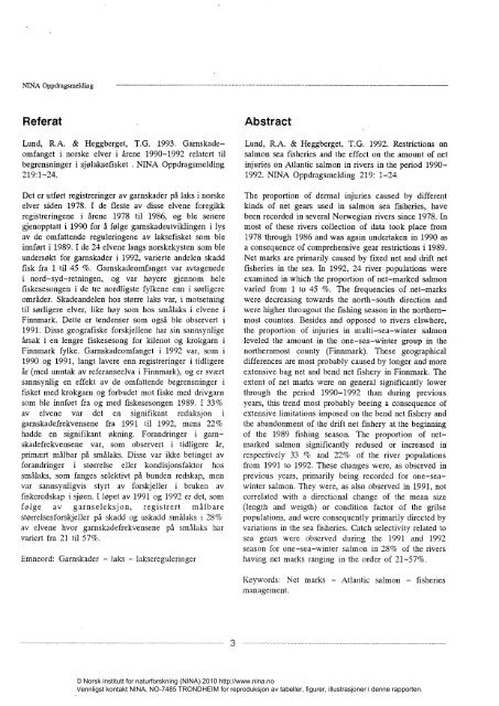 Garnskadeomfanget i norske elver i årene 1990-1992 relatert ... - Nina
