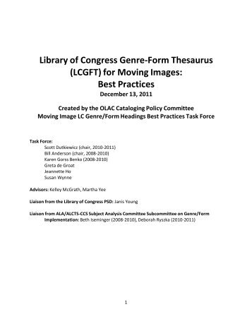 Library of Congress Genre-Form Thesaurus (LCGFT) for ... - OLAC