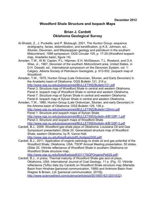 Bibliography of Woodford Shale Structure and Isopach Maps