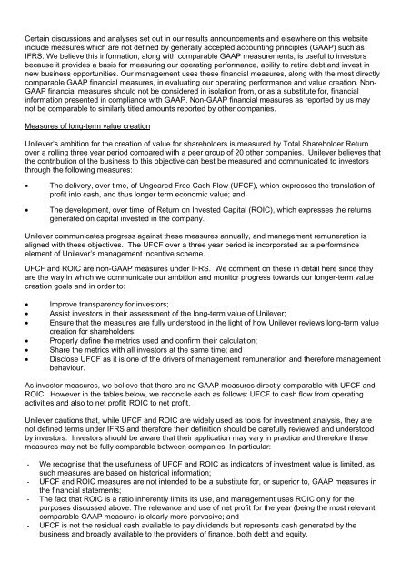 Q4 2007 Non GAAP measures - Unilever