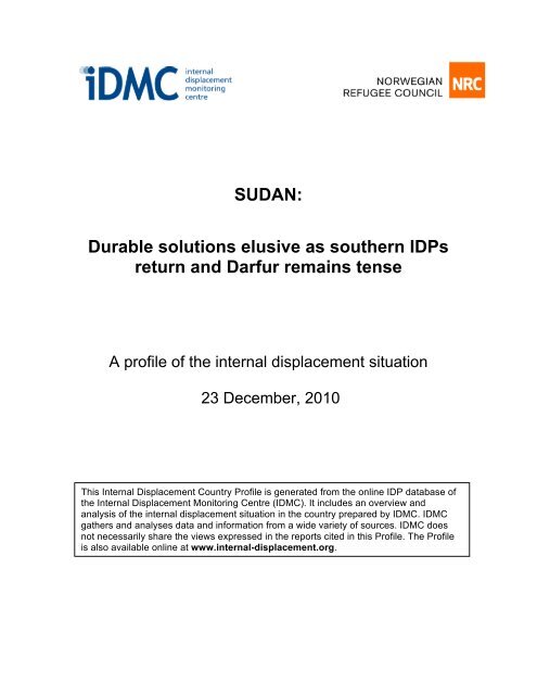 SUDAN: Durable solutions elusive as southern IDPs return and ...