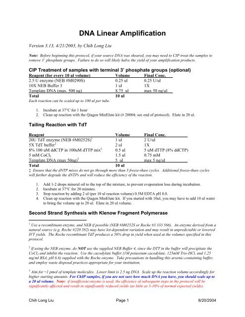 DNA Linear Amplification - Broad Institute