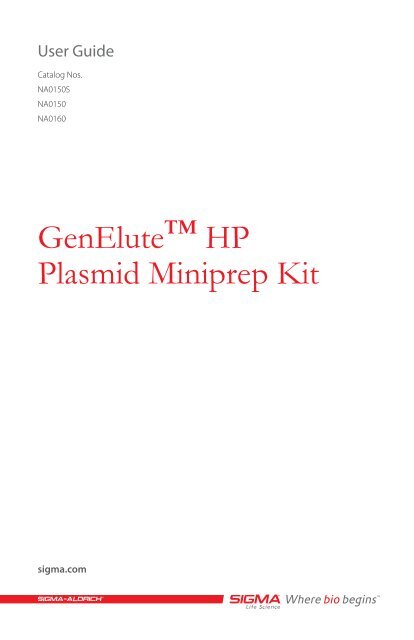 GenElute™ HP Plasmid Miniprep Kit - Sigma-Aldrich