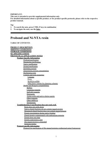 Probond and Ni-NTA resin - Invitrogen