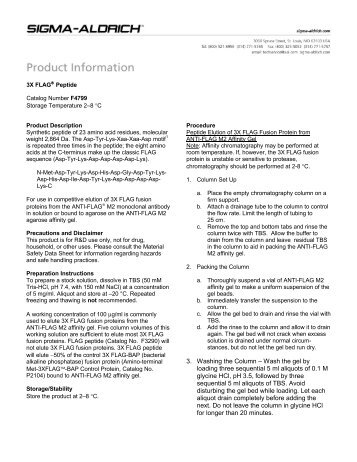 3X FLAG Peptide (F4799) - Datasheet - Sigma-Aldrich