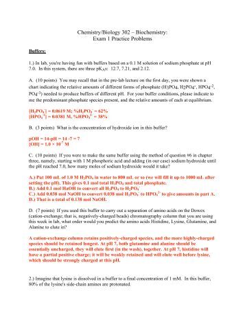 biochemistry problems sample Chemistry/Biology Exam 1 Biochemistry: Practice â€“ Problems 302