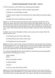 Column Chromatography Practice Quiz - Answers