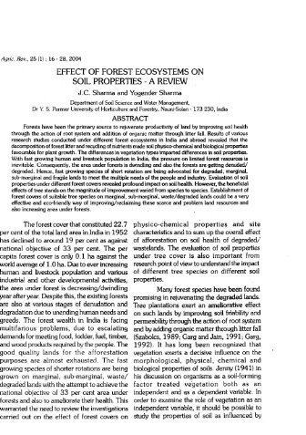 effect of forest ecosystems on soil properties - a review - Agricultural ...