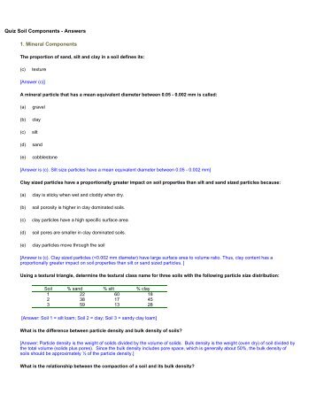 Quiz Soil Components - Faculty of Land and Food Systems