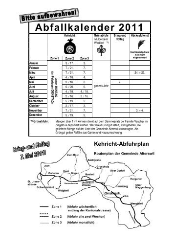 Abfallkalender 2011 - Gemeinde Alterswil
