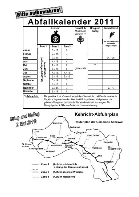 Abfallkalender 2011 - Gemeinde Alterswil