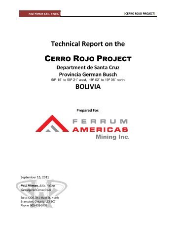 Cerro Rojo project - Ferrum Americas