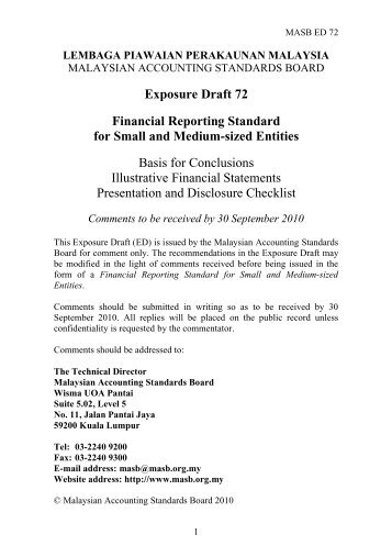 MASB ED 72 Basis for Conclusions, Illustrative Financial