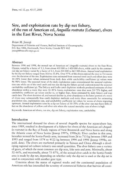 Size, and exploitation rate by dip net fishery, of the run ... - DTU Aqua
