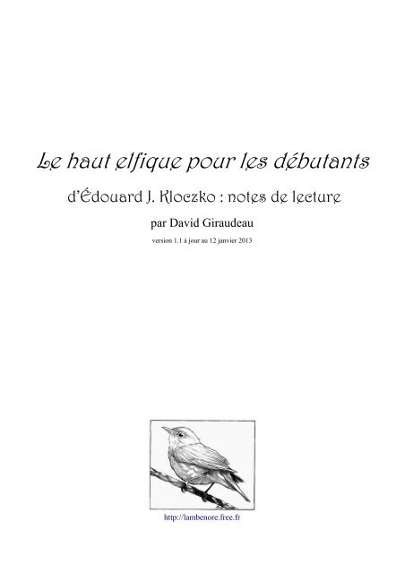 Le Haut Elfique Pour Les Debutants Free