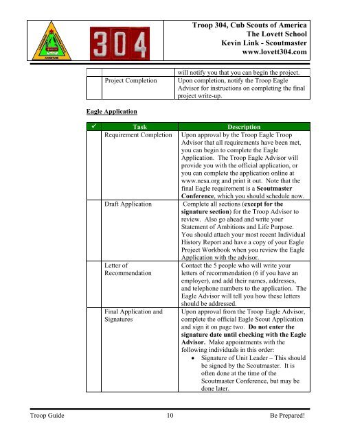 Boy Scouts of America Lovett Troop 304 - Boy Scout Troop 304 ...